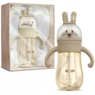 NENO MIO HNEDÝ INOVATÍVNY hrnček, FĽAŠA S VÁŽENOU SLAMKOU, 300ml